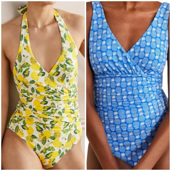 Boden Other - Boden Set Of 2 US 20-22 Long Swimsuits - Lemons & Pineapples Excellent Condition